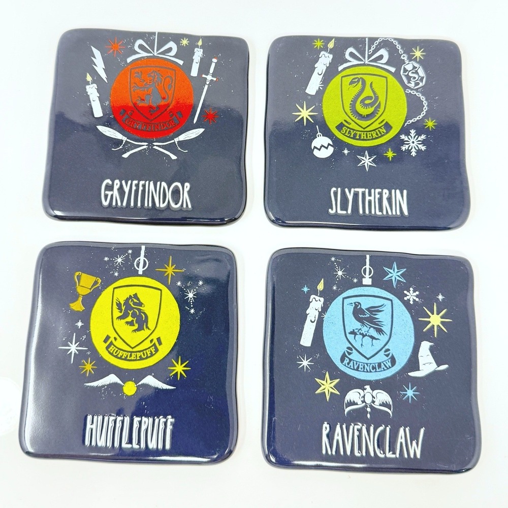 RAE DUNN Harry Potter collection Hogwarts House Crest Coasters 4-piece Set